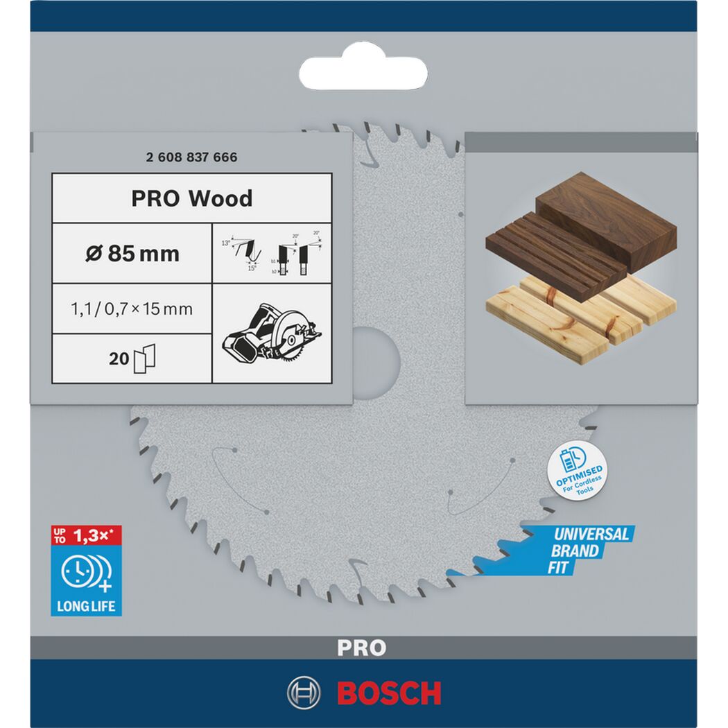 Kreissägeblatt 'Pro Wood cordless' Ø 85mm, 20 Zähne
