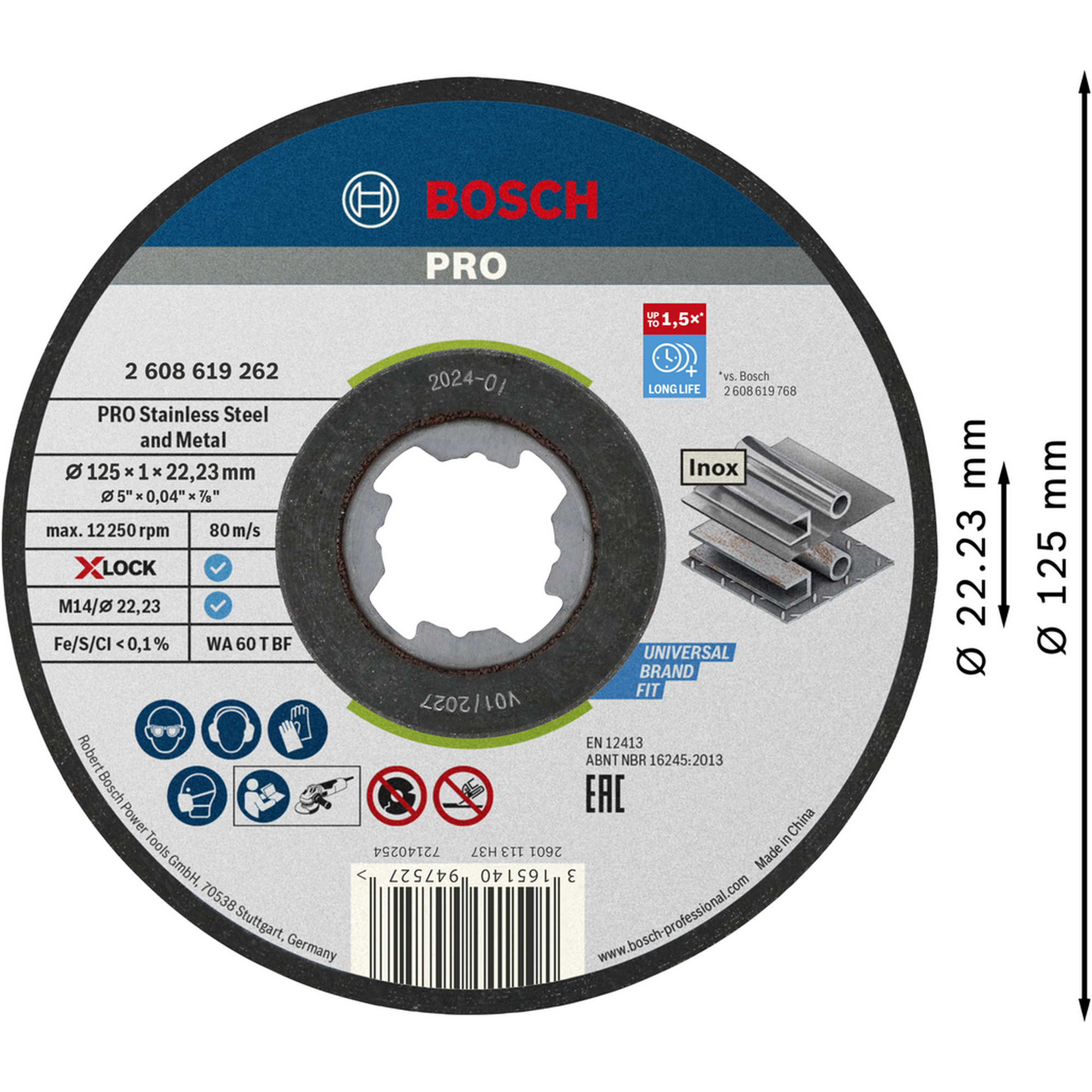 Trennscheiben-Set 'PRO Stainless Steel and Metal X-Lock' Ø 125 mm 10-teilig