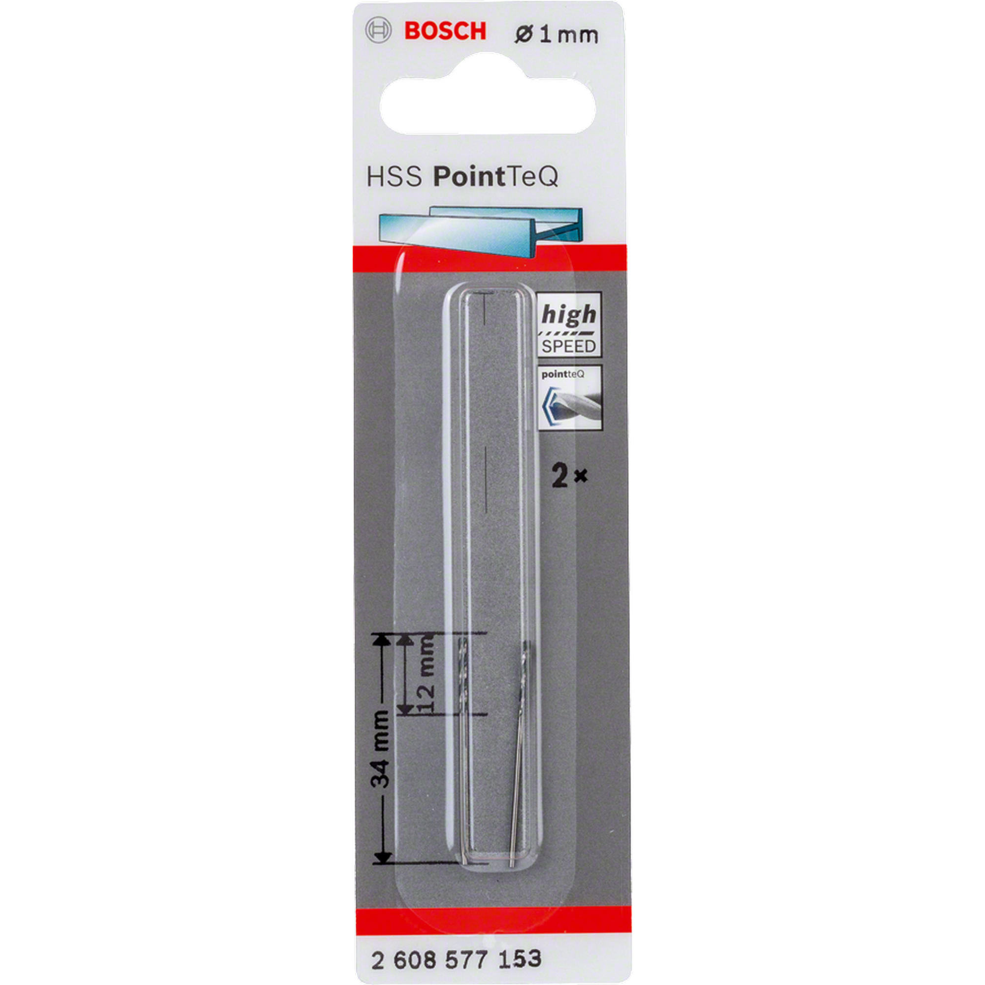 HSS-Spiralbohrer 'PointTeQ' Ø 1 mm