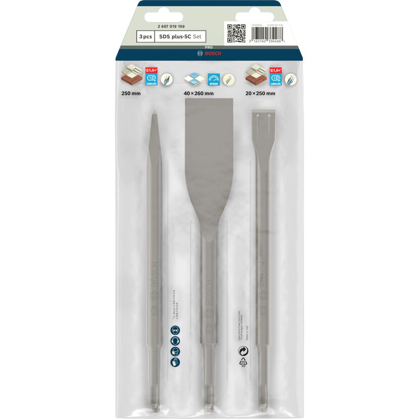 Meißelset 'PRO SDS plus-5C' 3-teilig