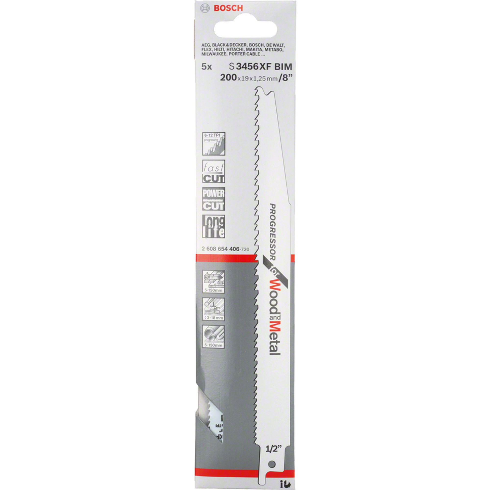 Säbelsägeblatt 'S 3456 XF' 200 mm, 5 Stück