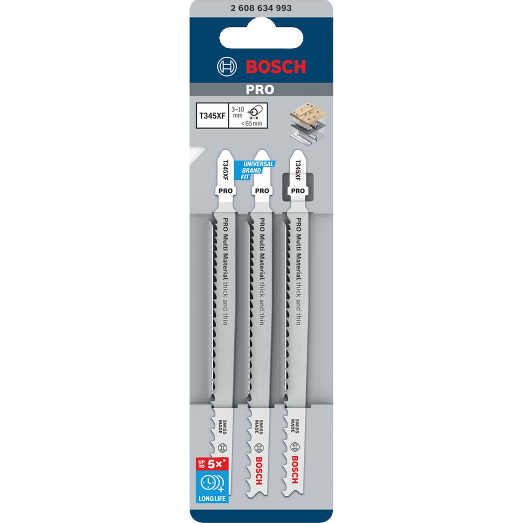 Stichsägeblatt 'Pro Multi Material thick and thin T345XF' 132 mm, 3 Stück
