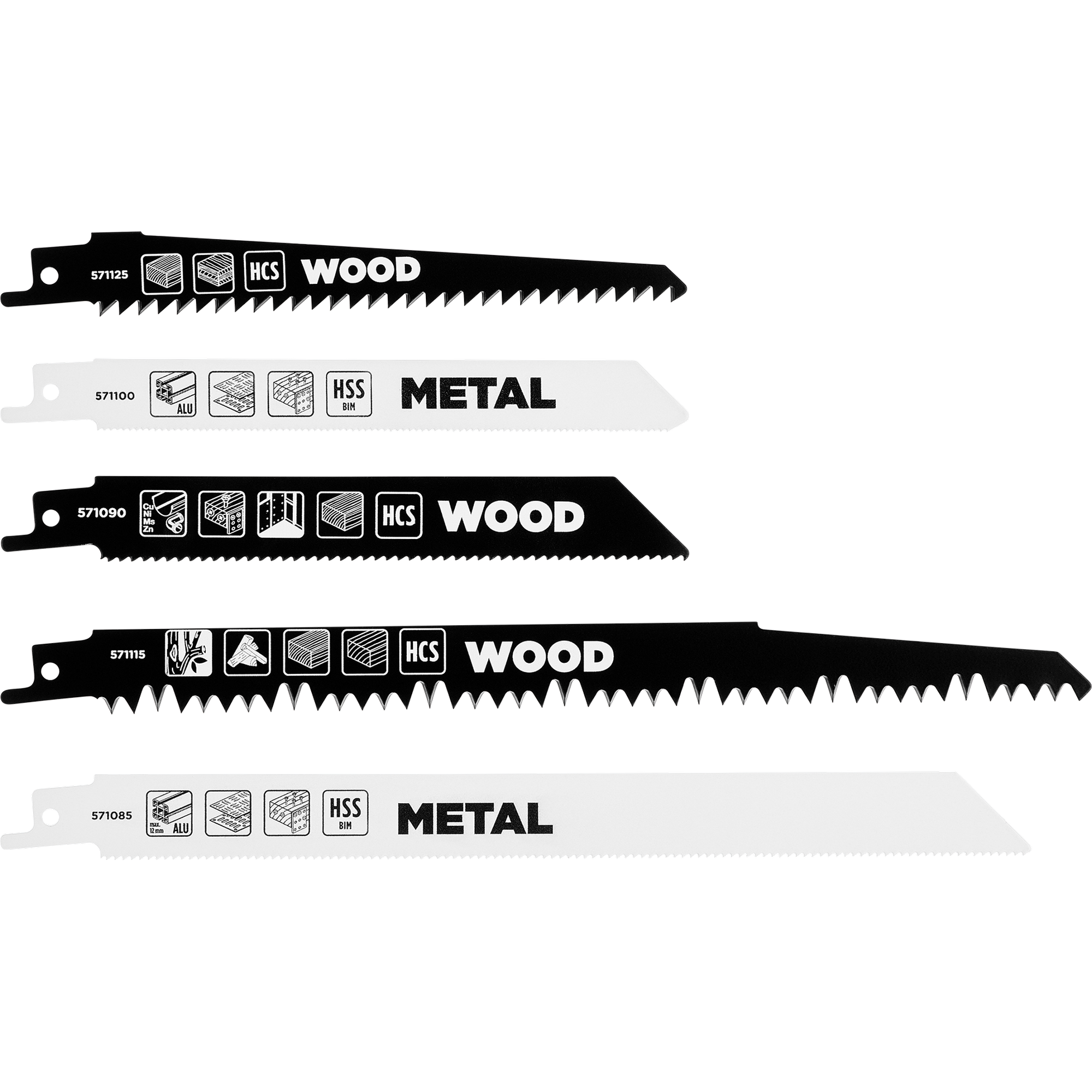 Säbelsägeblatt-Set für Holz und Metall 5-teilig