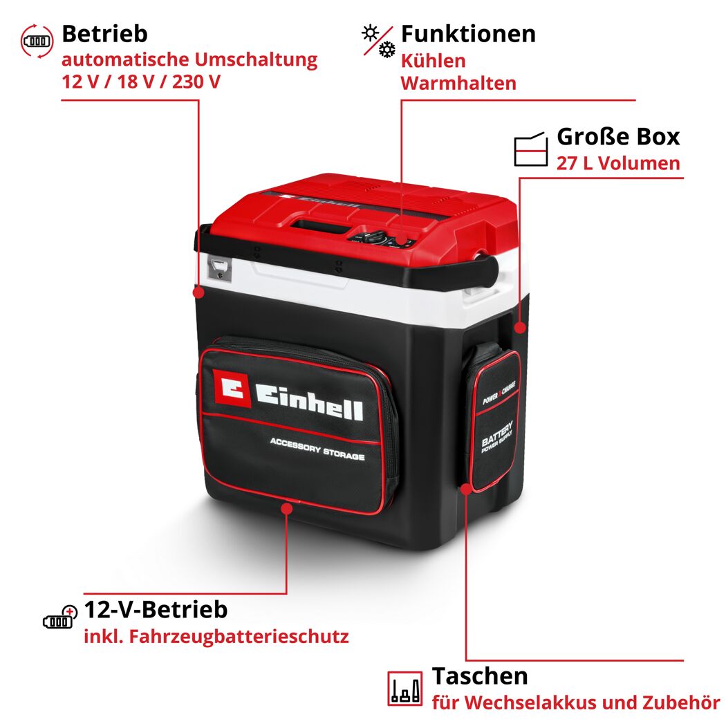 Akku-Kühlbox 'TE-COL 18/27 Li-Solo' schwarz/rot 27 l mit Warmhaltefunktion