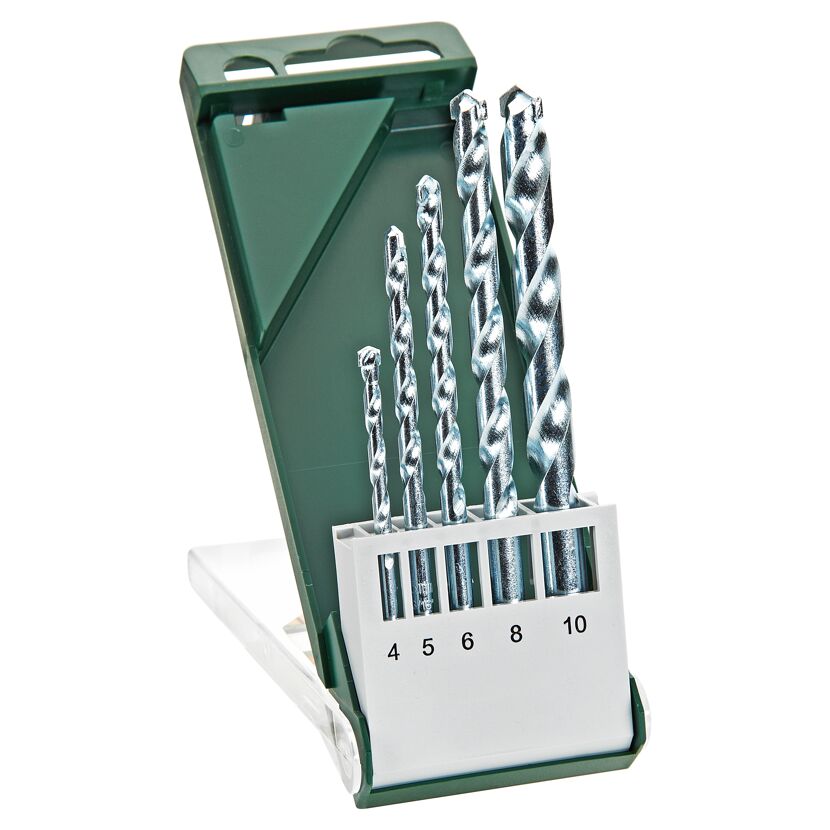 Fünf Steinbohrer in einem grünen Etui