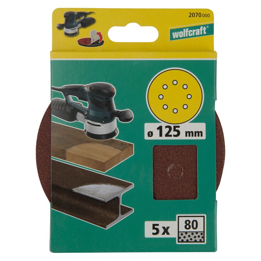Wolfcraft Haftschleifscheiben K80 125 mm 5 Stück