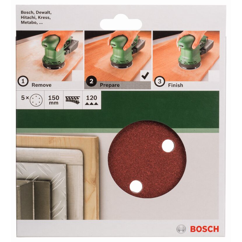 Exzenterschleifblatt-Set gelocht Ø 15 cm G120 5-teilig