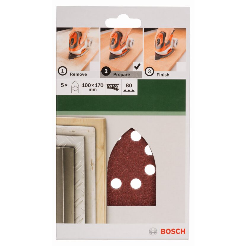 Deltaschleifblatt-Set gelocht 10 x 17 cm G80 5 Stück