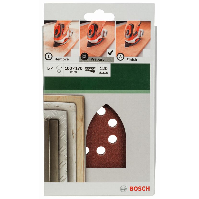 Deltaschleifblatt-Set gelocht 10 x 17 cm G120 5 Stück