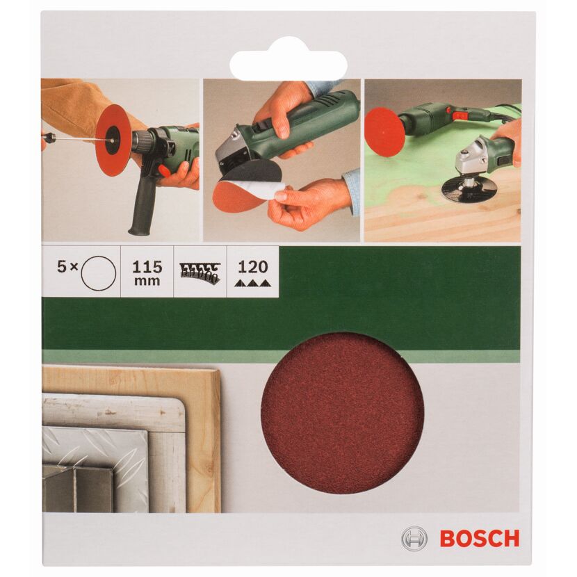 Schleifblatt-Set ungelocht Ø 11,5 cm G120 5 Stück