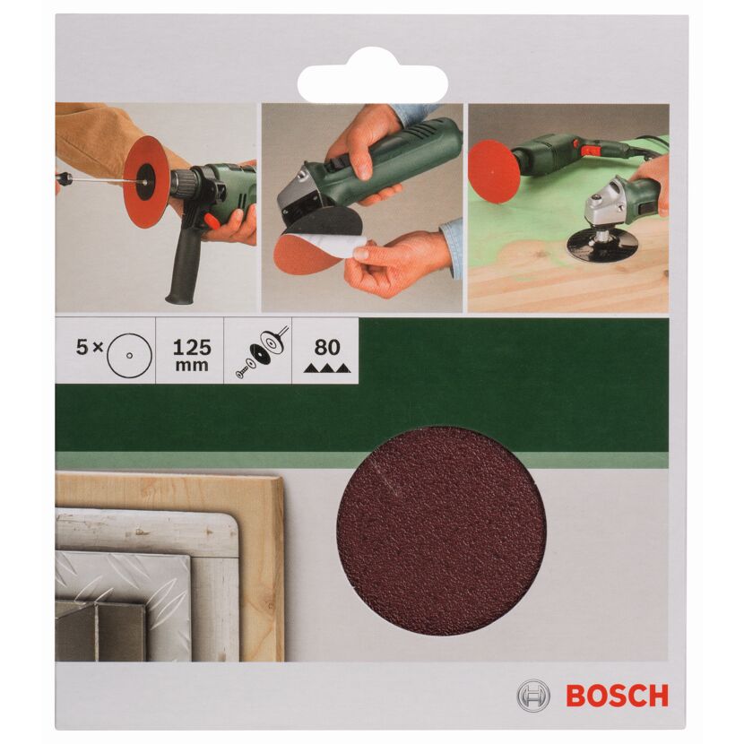 Schleifblatt-Set gelocht Ø 12,5 cm G80 5 Stück