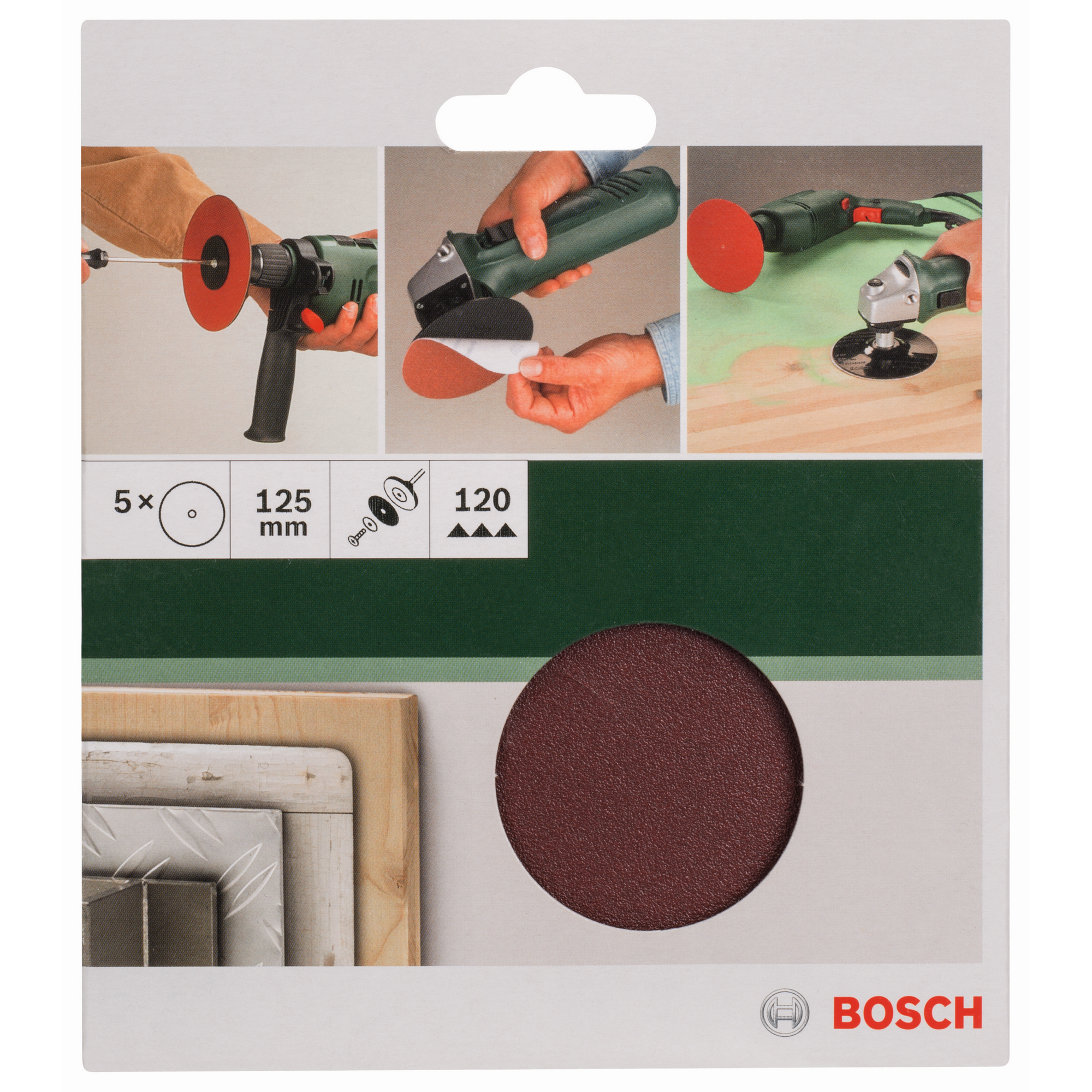 Schleifblatt-Set gelocht Ø 12,5 cm G120 5 Stück + product picture