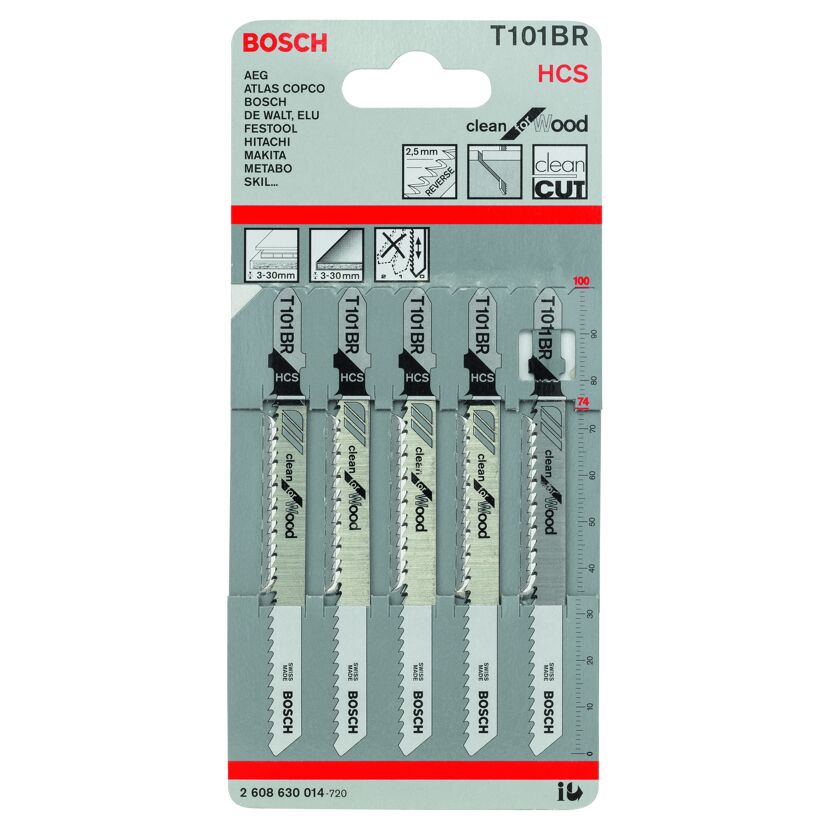 Fünf Stichsägeblätter T 101 BR von Bosch