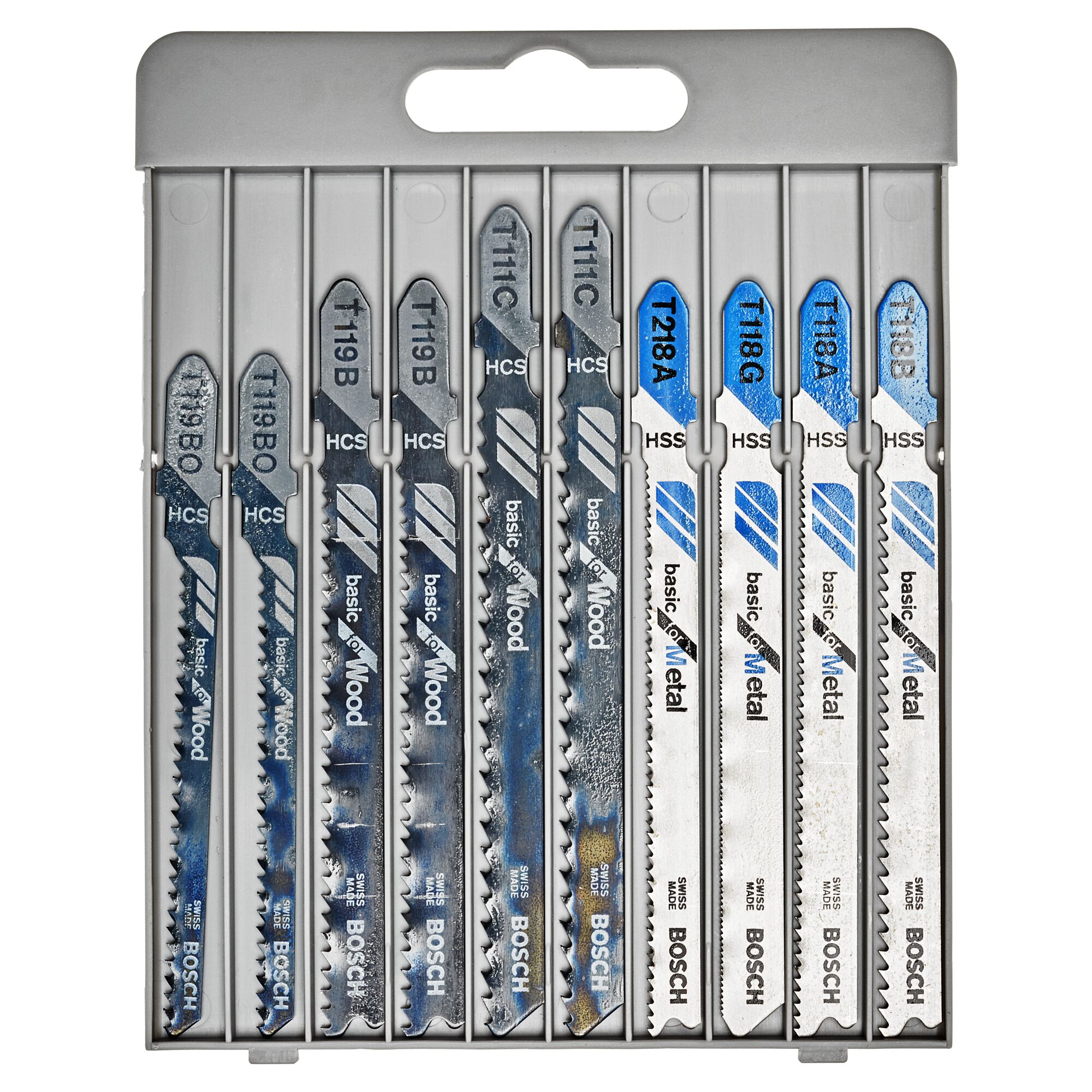 Satz mit zehn Stichsägeblättern für Holz und Metall