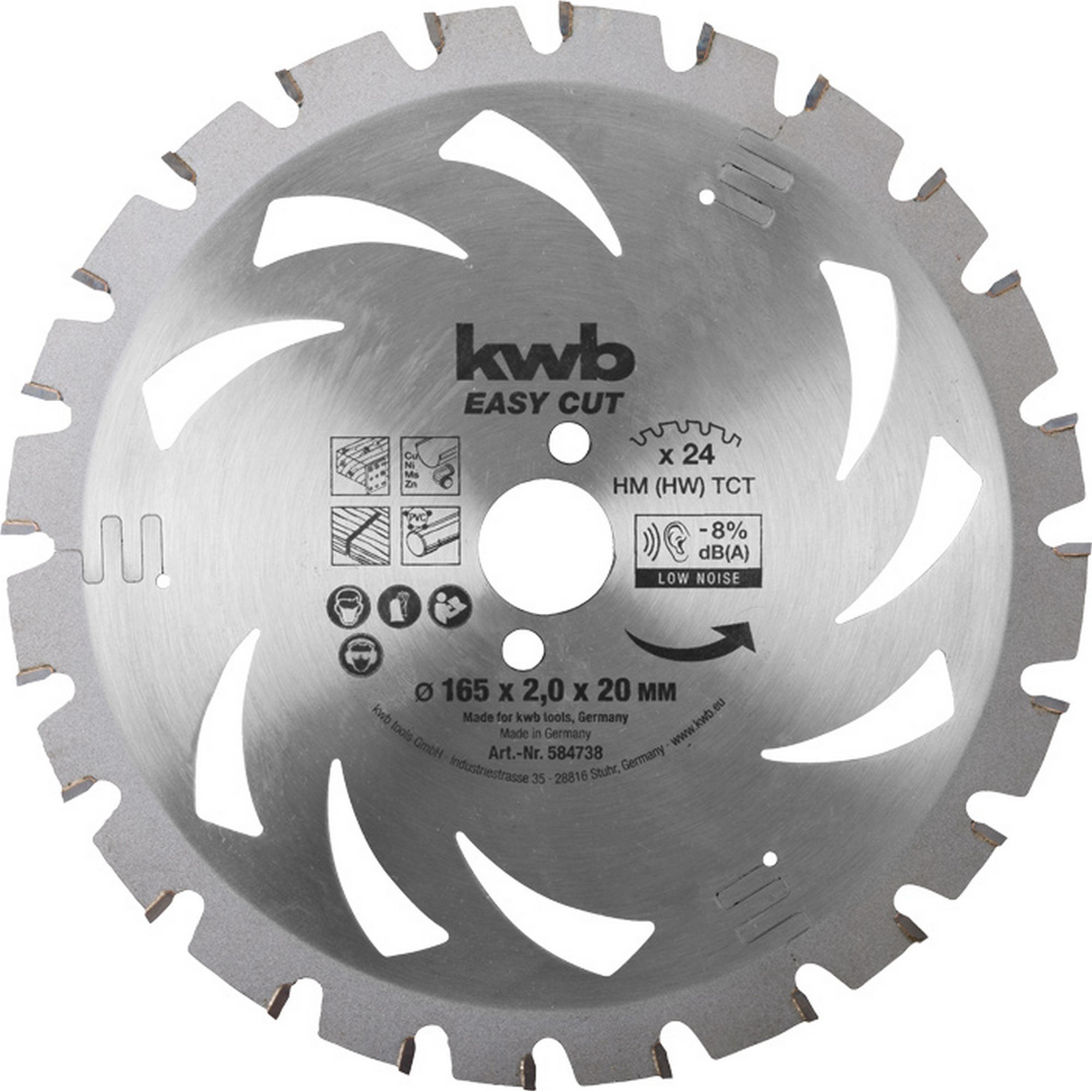 Kreissägeblatt Hartmetall 24 Zähne Ø 165 x 20 mm