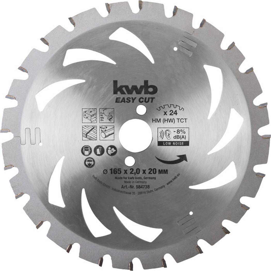 Kreissägeblatt Hartmetall 24 Zähne Ø 165 x 20 mm