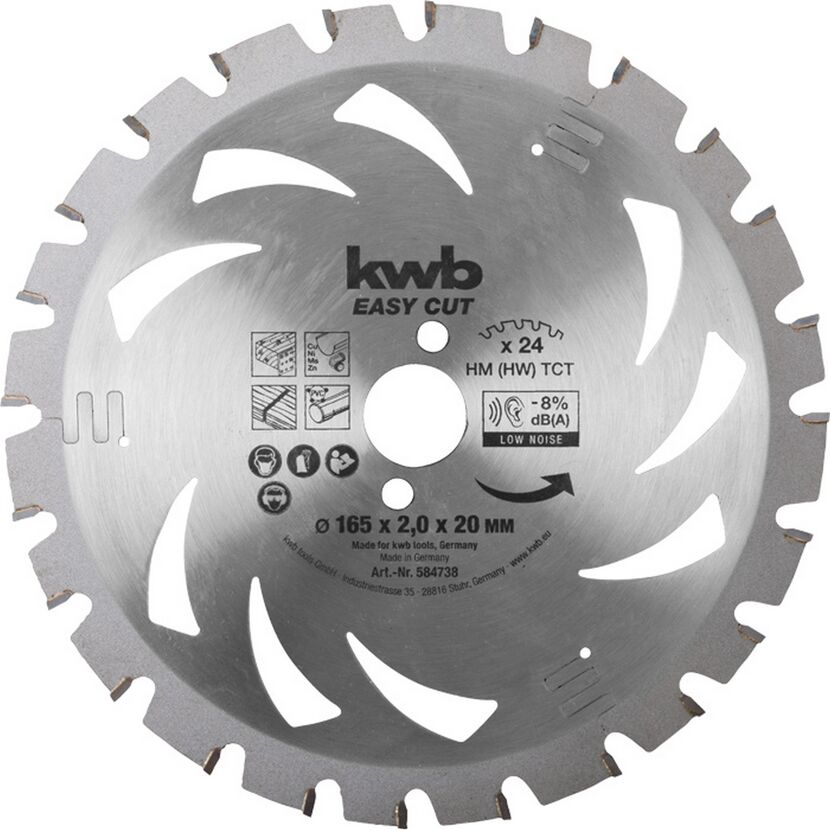 Kreissägeblatt Hartmetall 24 Zähne Ø 165 x 20 mm