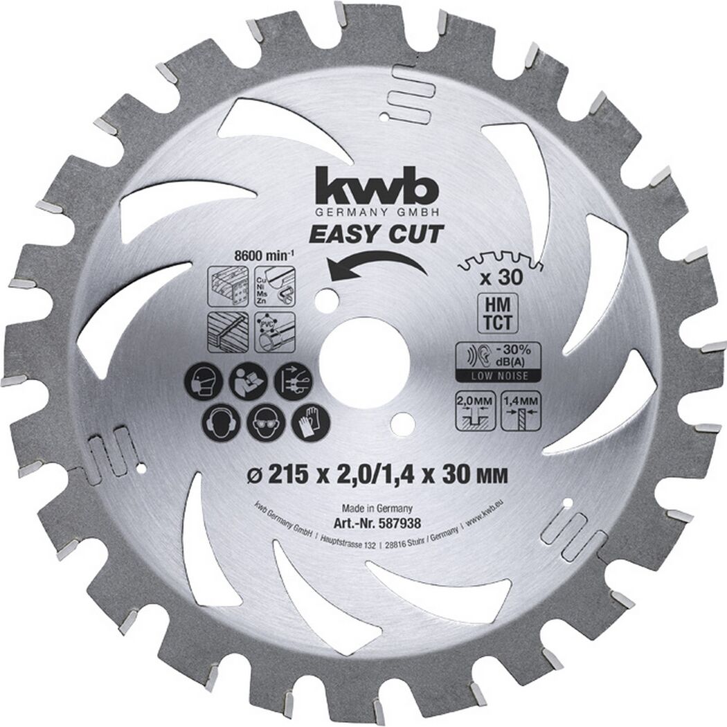 Kreissägeblatt Hartmetall 30 Zähne Ø 215 x 30 mm