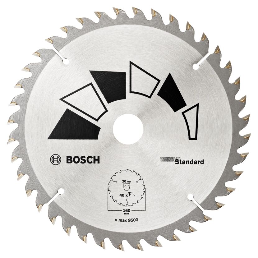 Kreissägeblatt Standard von Bosch, 160 mm Durchmesser, 40 Zähne