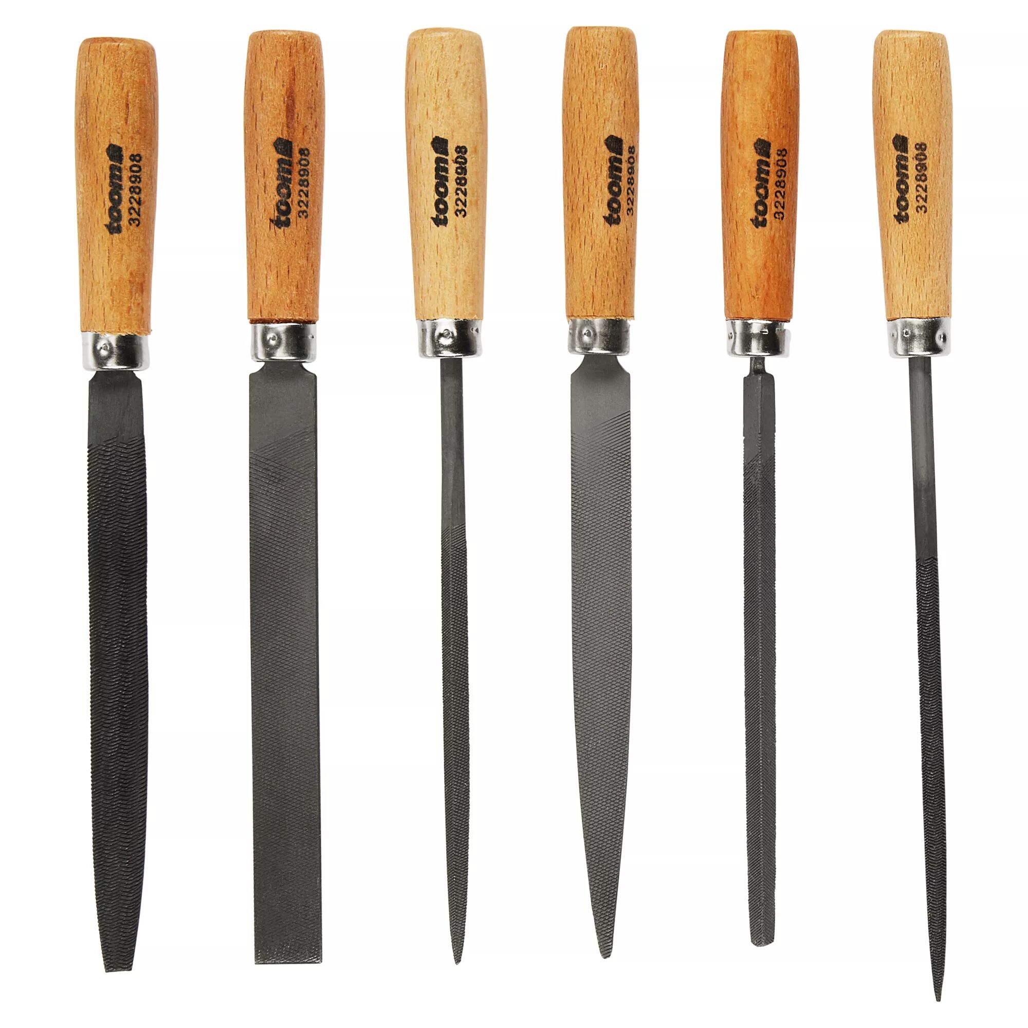 Sechs Schlüsselfeilen der Marke Toom