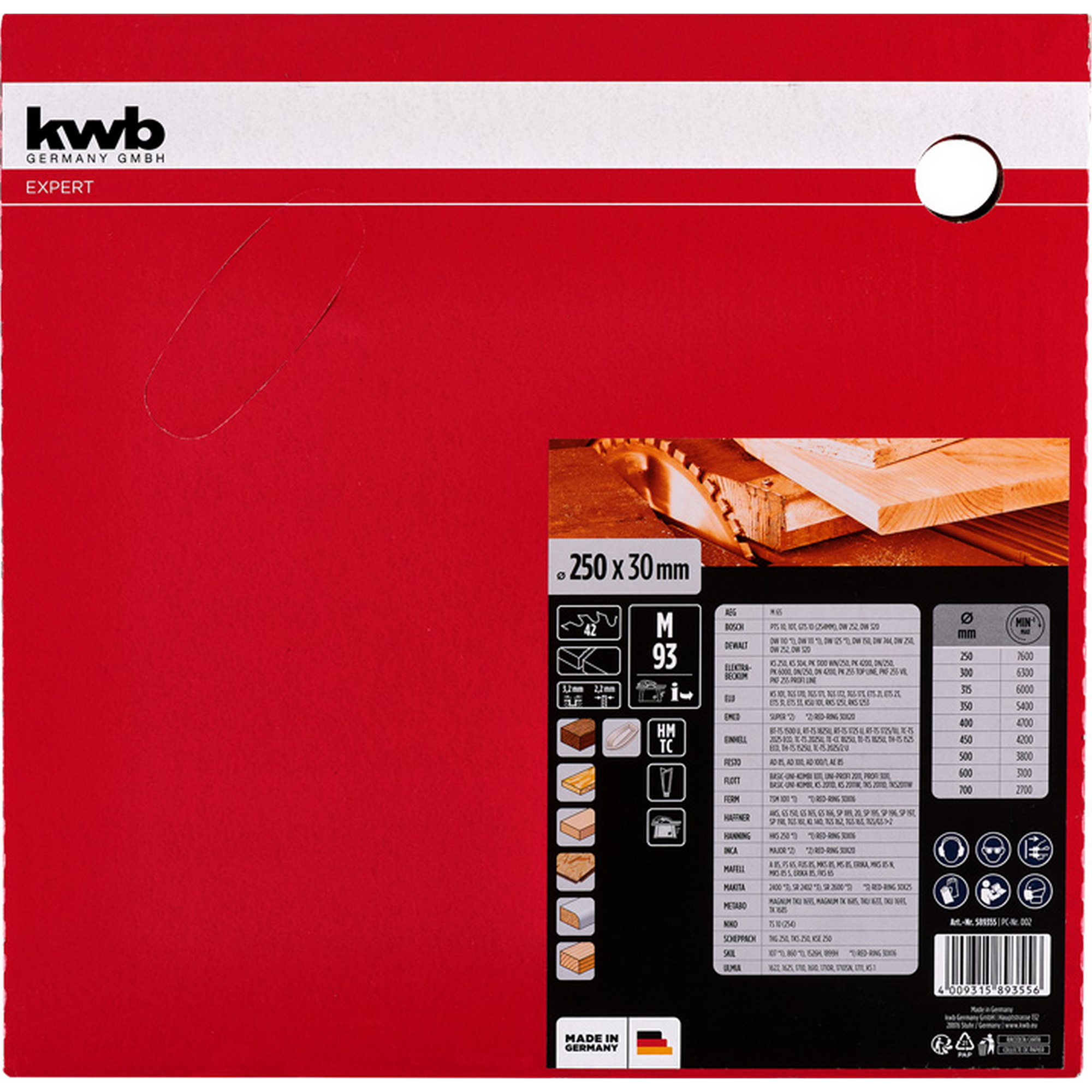 Kreissägeblatt Ø 250 x 2,2 x 30 mm