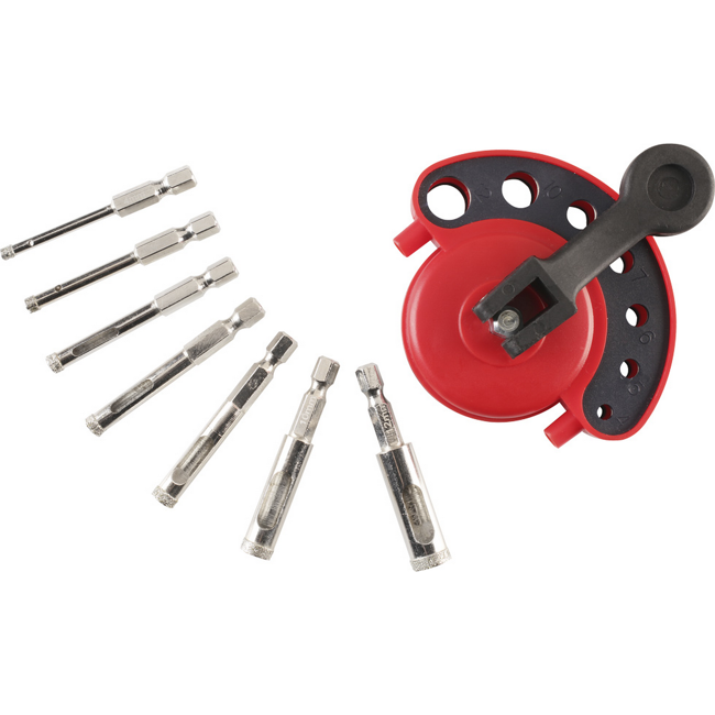 Bild von Lochsägen-Set mit Bohrschablone Ø 4-12 mm 8-teilig