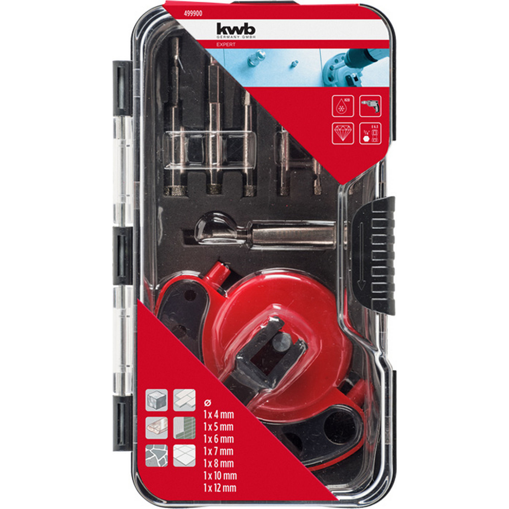 Lochsägen-Set mit Bohrschablone Ø 4-12 mm 8-teilig