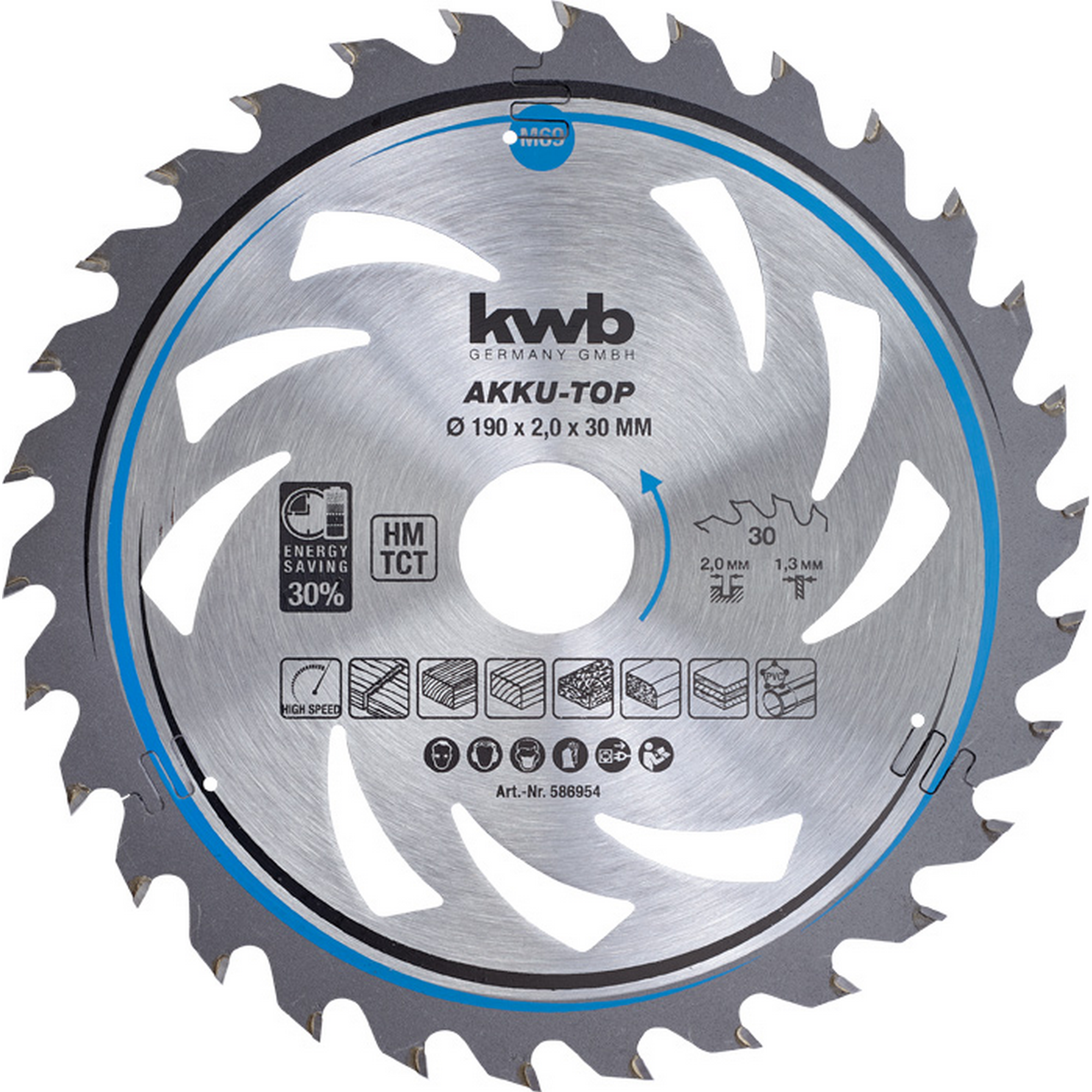 Kreissägeblatt Hartmetall TC 30 Zähne Ø 190 x 30 mm