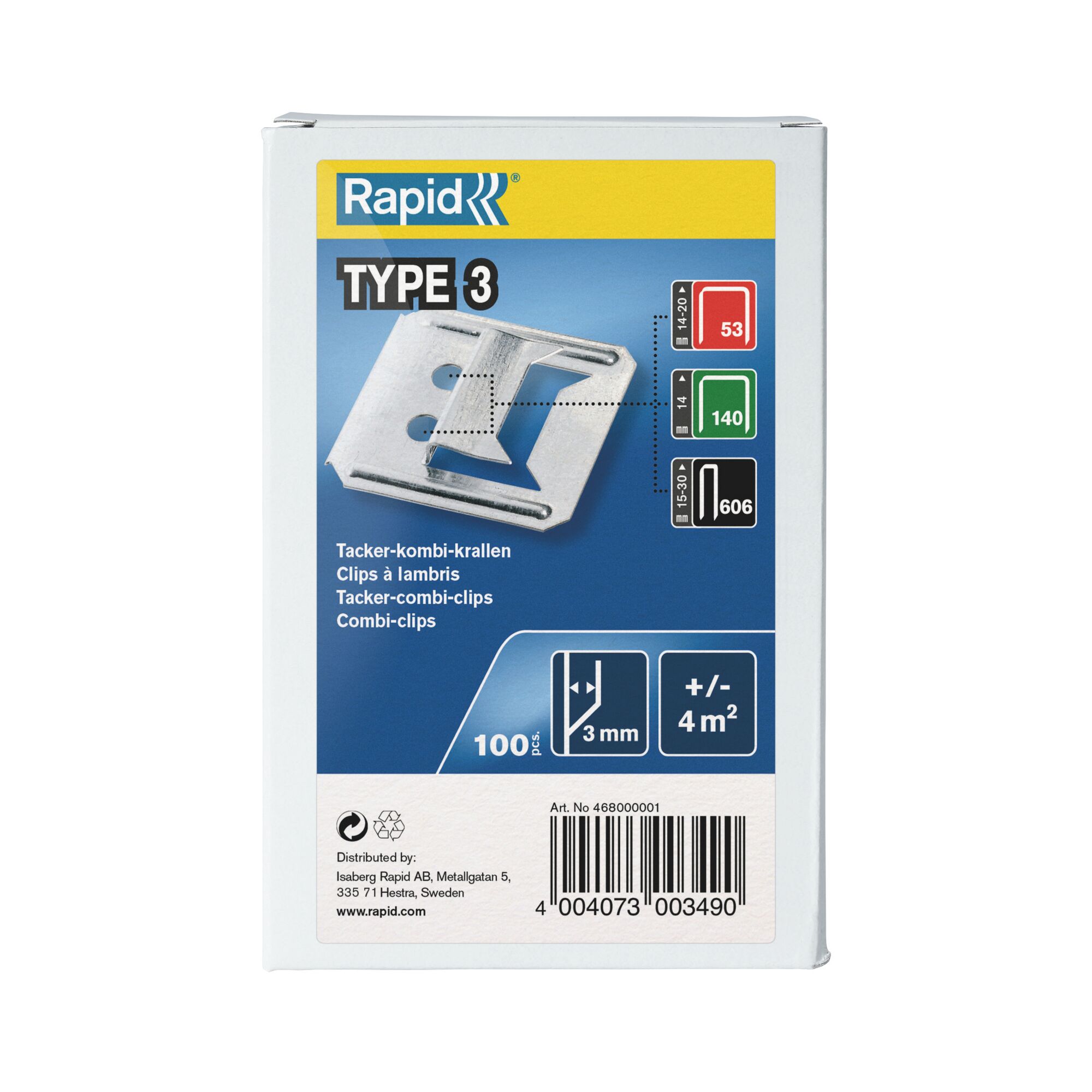 Rapid Typ 3 Tacker-Kombiklammern