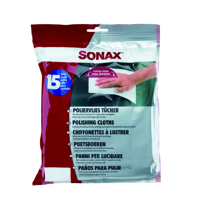 15 Sonax Poliervliestücher in Verpackung