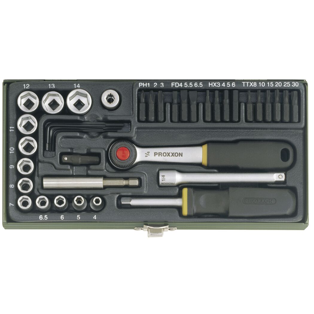 Schraubersatz mit 1/4"-Ratsche und Magnethalter