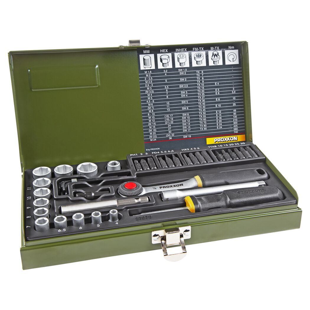 Schraubersatz mit 1/4"-Ratsche und Magnethalter