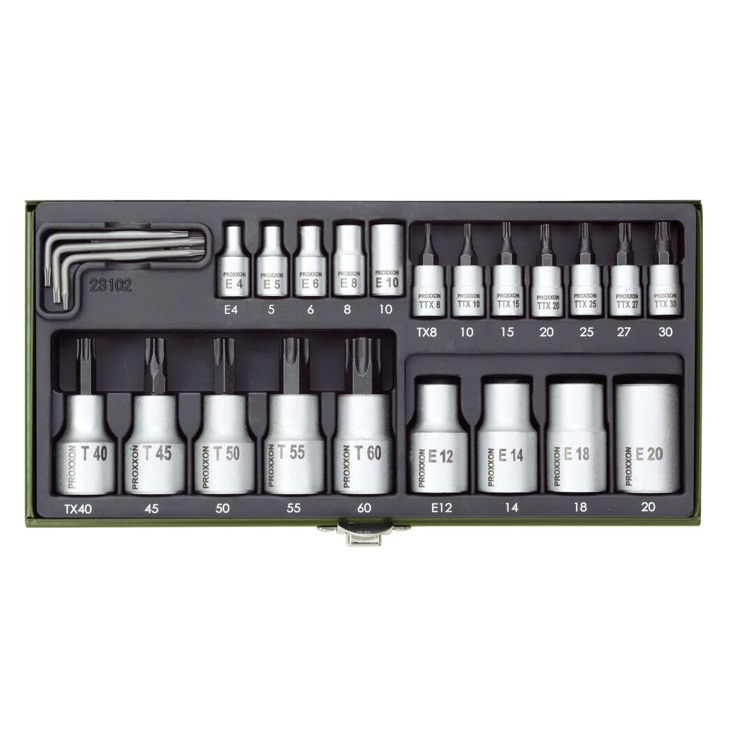 Steckschlüssel-Satz Torx 1/4" und 1/2", 23-teilig, von Proxxon
