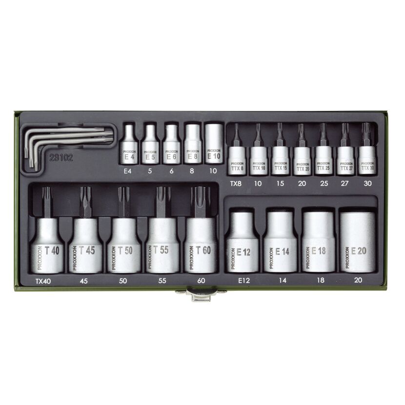 Steckschlüssel-Satz Torx 1/4" und 1/2", 23-teilig, von Proxxon