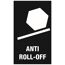 Anti-Roll-Off-Symbol mit Sechskantmutter auf einem Balken