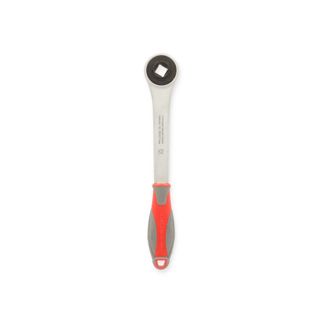Ratsche mit rot-grauem Griff