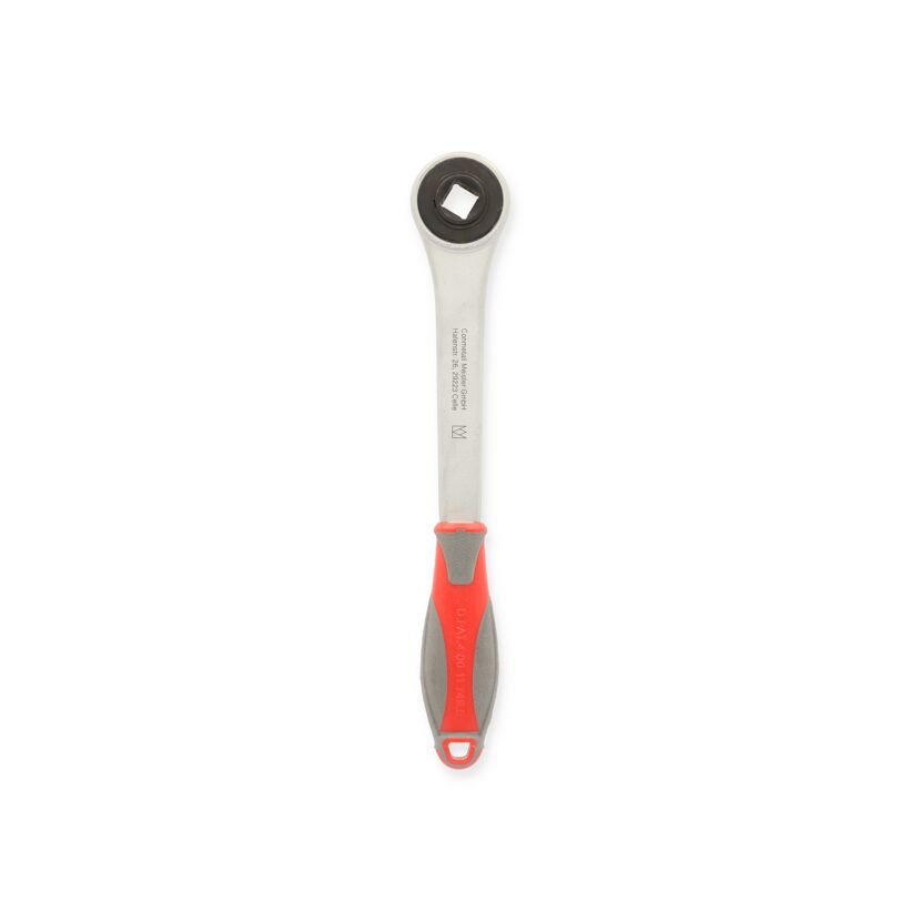 Ratsche mit rot-grauem Griff