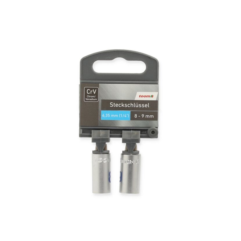Zwei Steckschlüssel der Größe 8 und 9 mm von toom