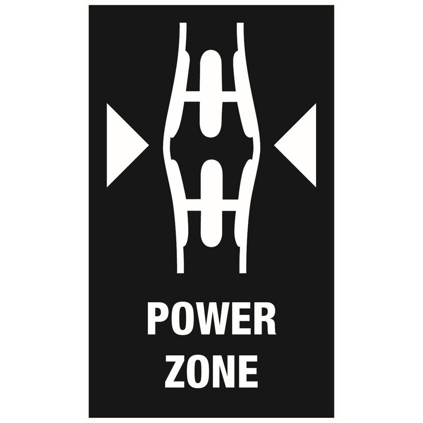 Power Zone, weiße Abbildung auf schwarzem Hintergrund