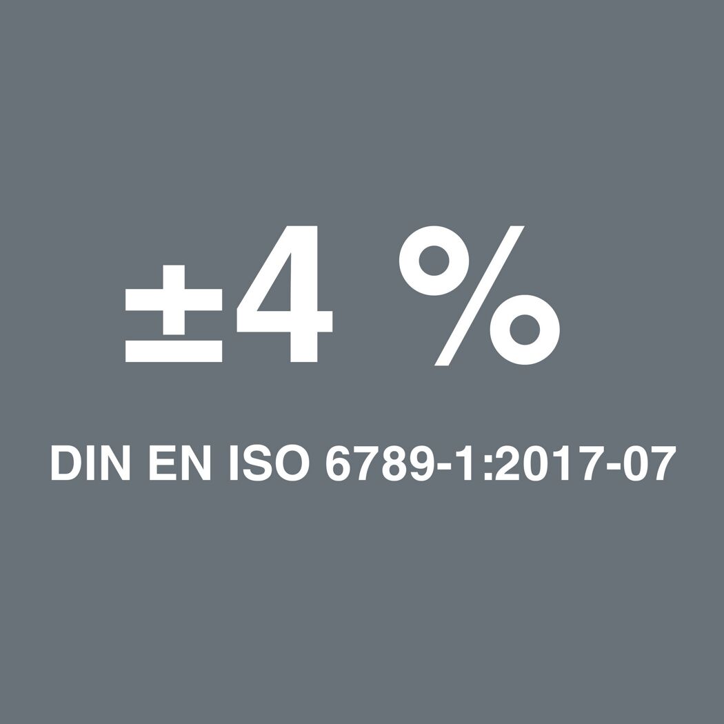 Plusminus vier Prozent. DIN EN ISO 6789-1:2017-07