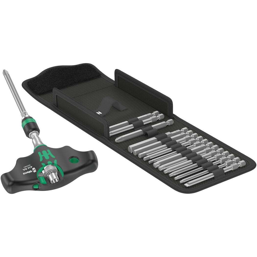Ratschenschraubendreher mit Bits in Tasche