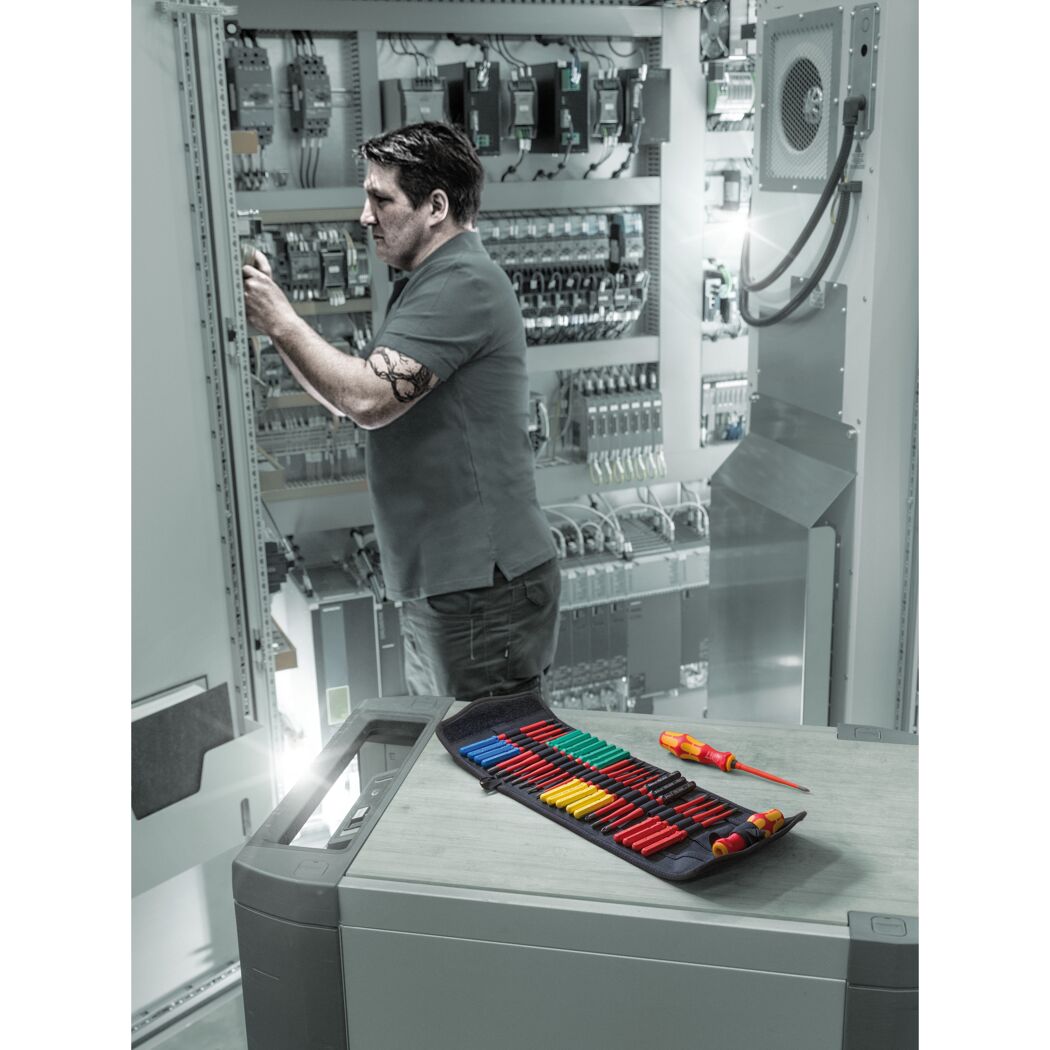 Elektriker mit Schraubendreher-Set