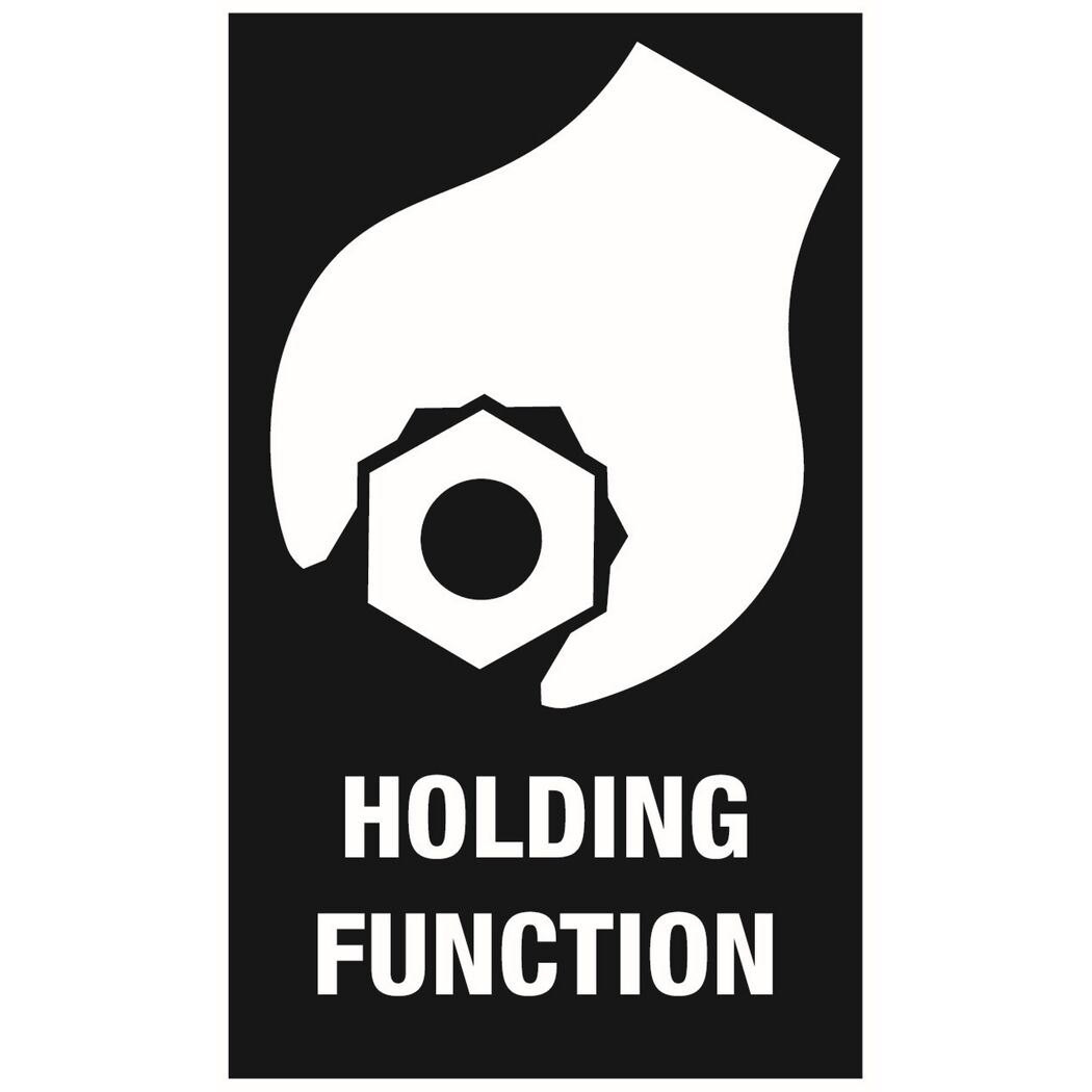 Hand hält eine Sechskantmutter. Holding Function