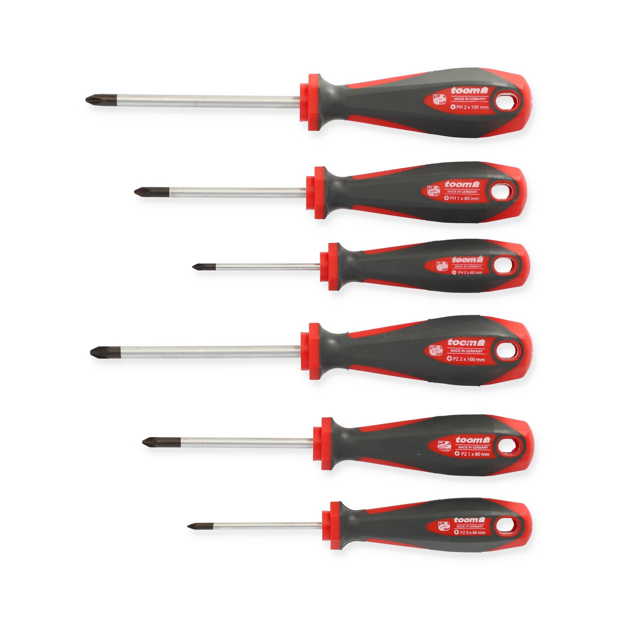 Sechs Schraubendreher der Marke Toom