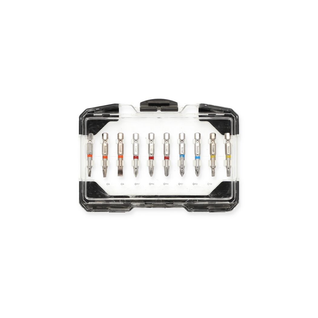 Satz mit verschiedenen Schraubendreher-Bits in einer Box