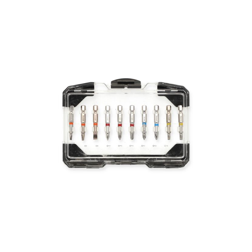 Satz mit verschiedenen Schraubendreher-Bits in einer Box