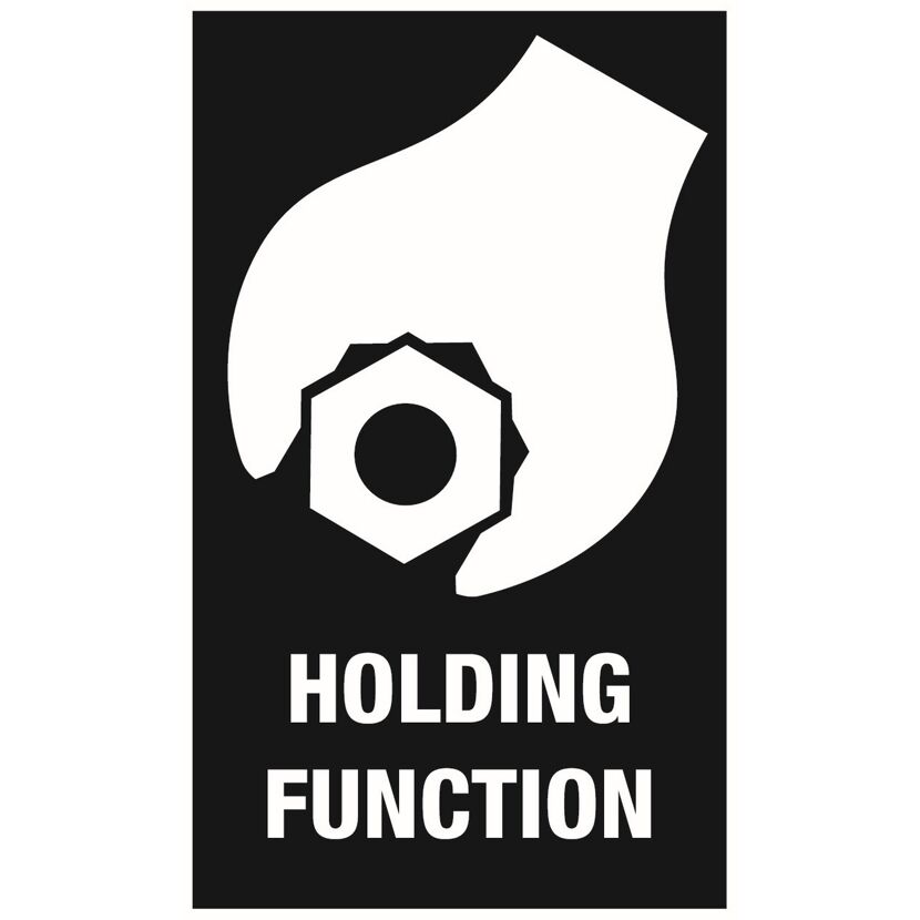 Hand hält eine Sechskantmutter. Haltefunktion.