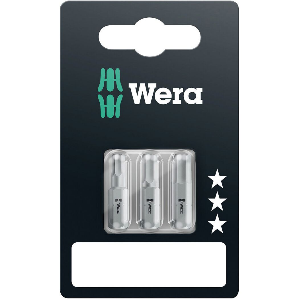 Drei Wera Bits 4,0x25, 5,0x25, 6,0x25 mm