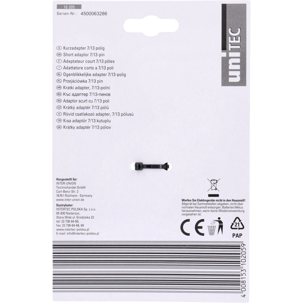 UniTEC Kurzadapter 7/13 polig