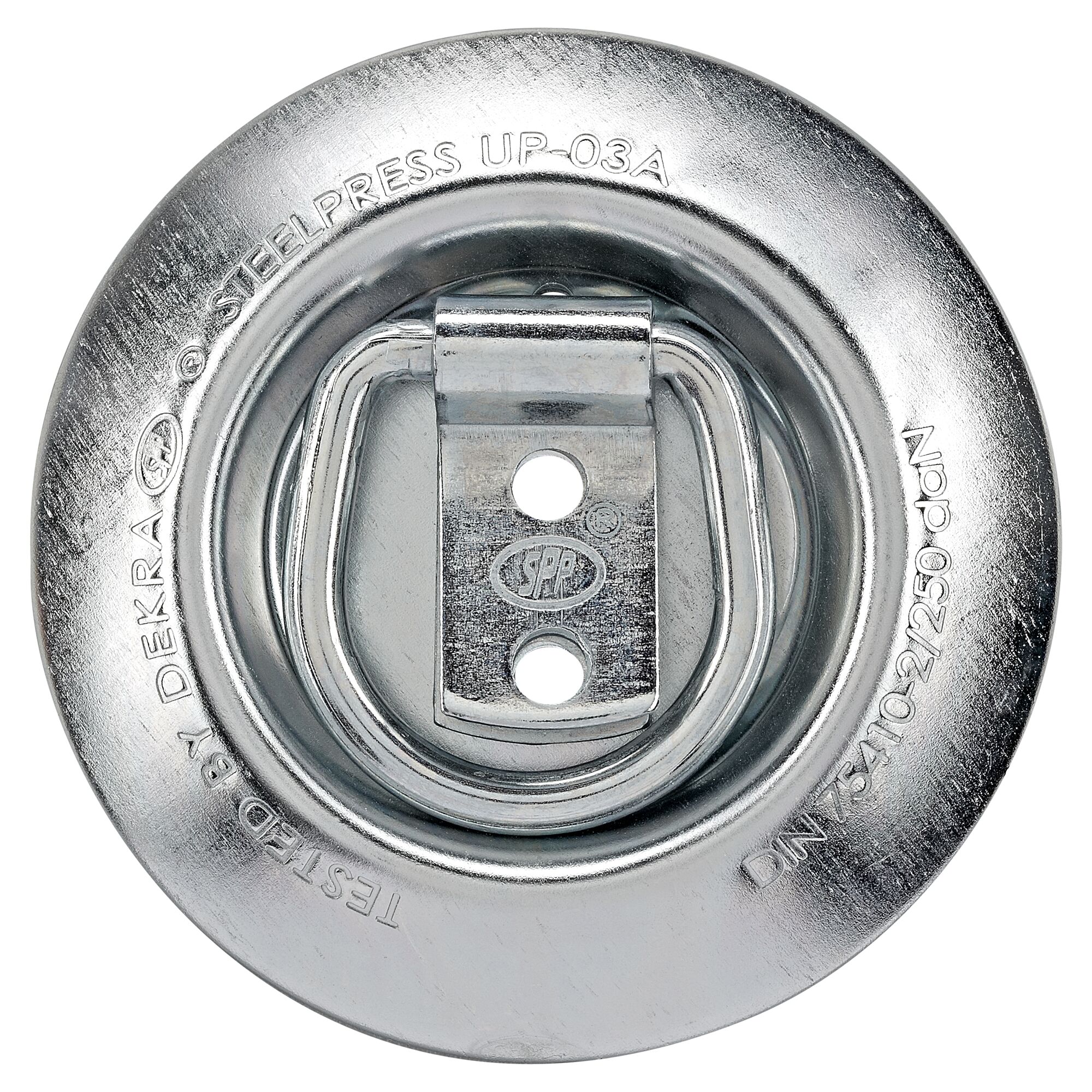 Metallene Verzurröse mit Ring, Draufsicht